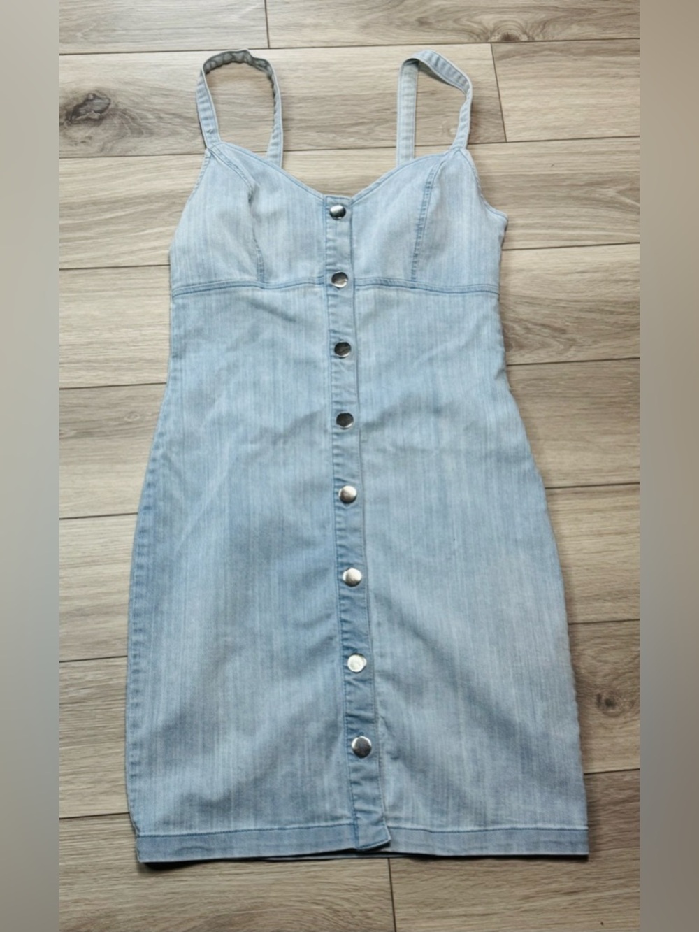 Iris Women'smini Dress Size S Light Blue Sleeveless V-Neck Front Buttons Up